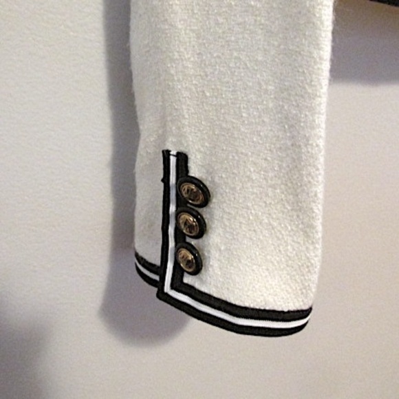 Ivory Cropped Jacket with Black Accents, Chanel-style, Size 8 - Picture 6 of 8